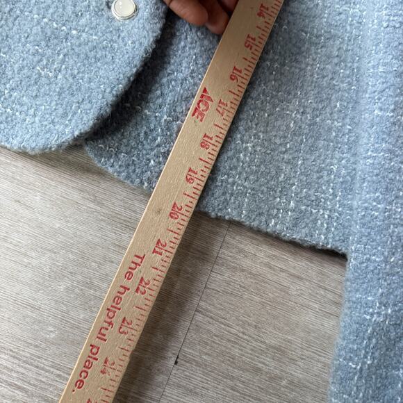Till I Die Collarless Tweed Wool Jacket Blazer Blue S Korean Designer NWT - Picture 11 of 11